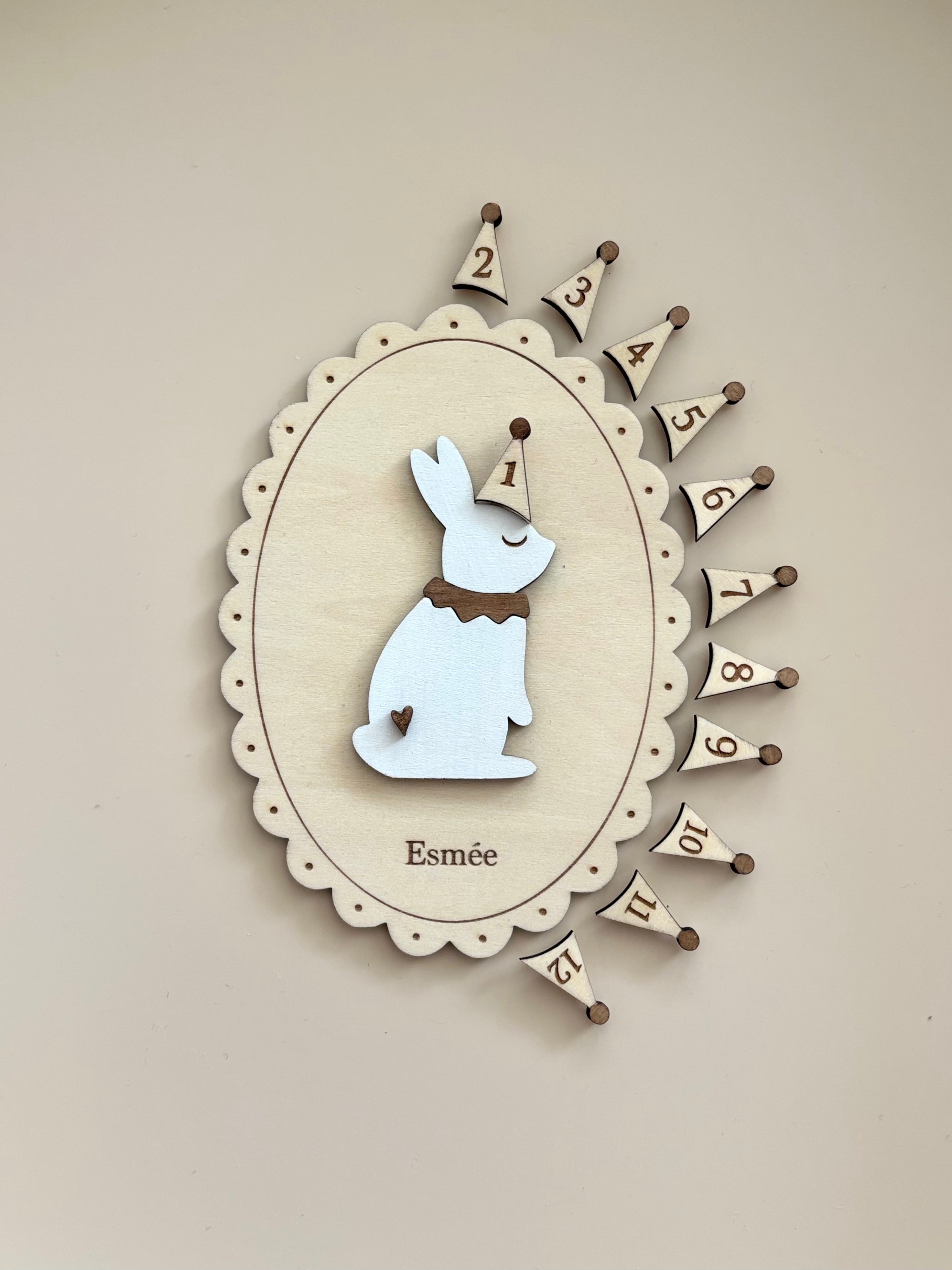Carte étapes mois bébé - lapin