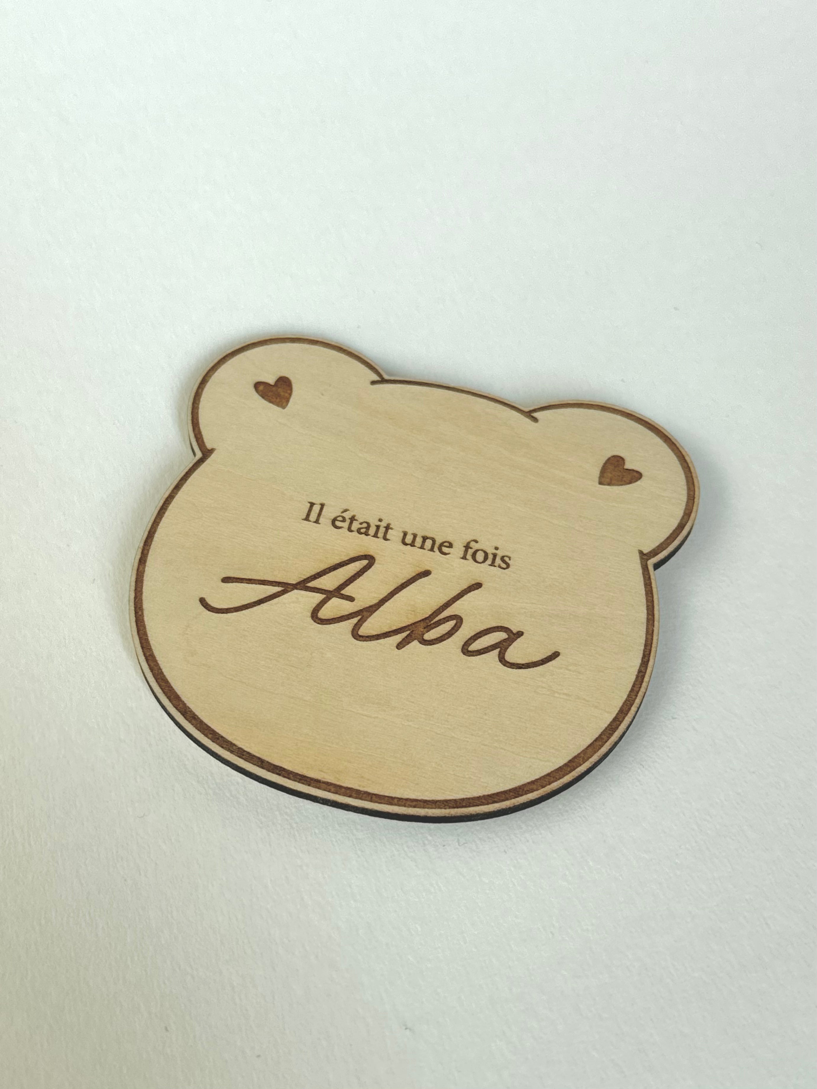 Carte bébé "il était une fois" + prénom - Ourson